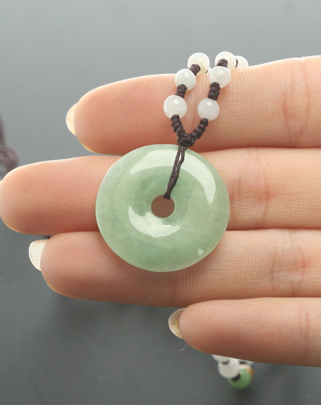 天然a货翡翠吊坠润雅清透平安扣附珠宝鉴定证书赠a货翡翠项链一条