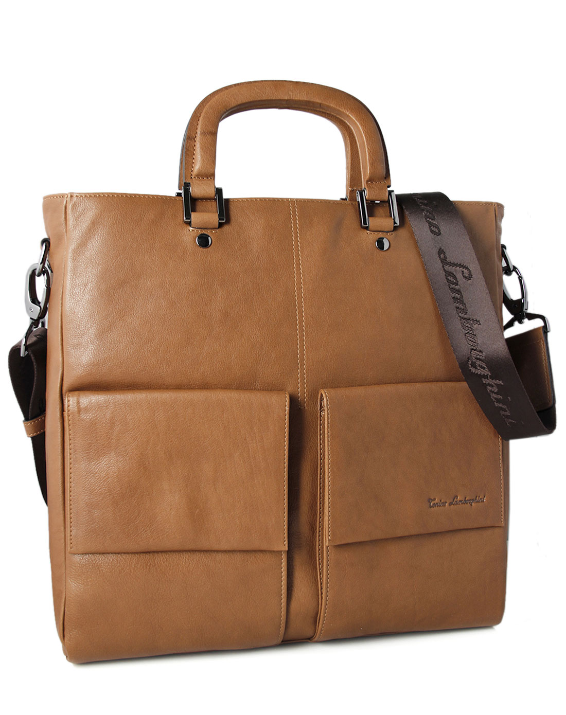 林宝坚尼男女包混合专场-男款啡色牛皮公文包