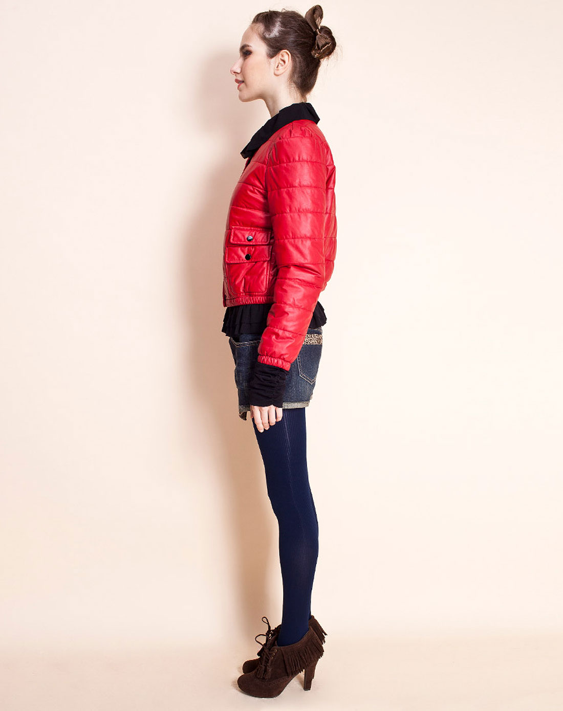 modifier 红色时尚长袖棉服外套