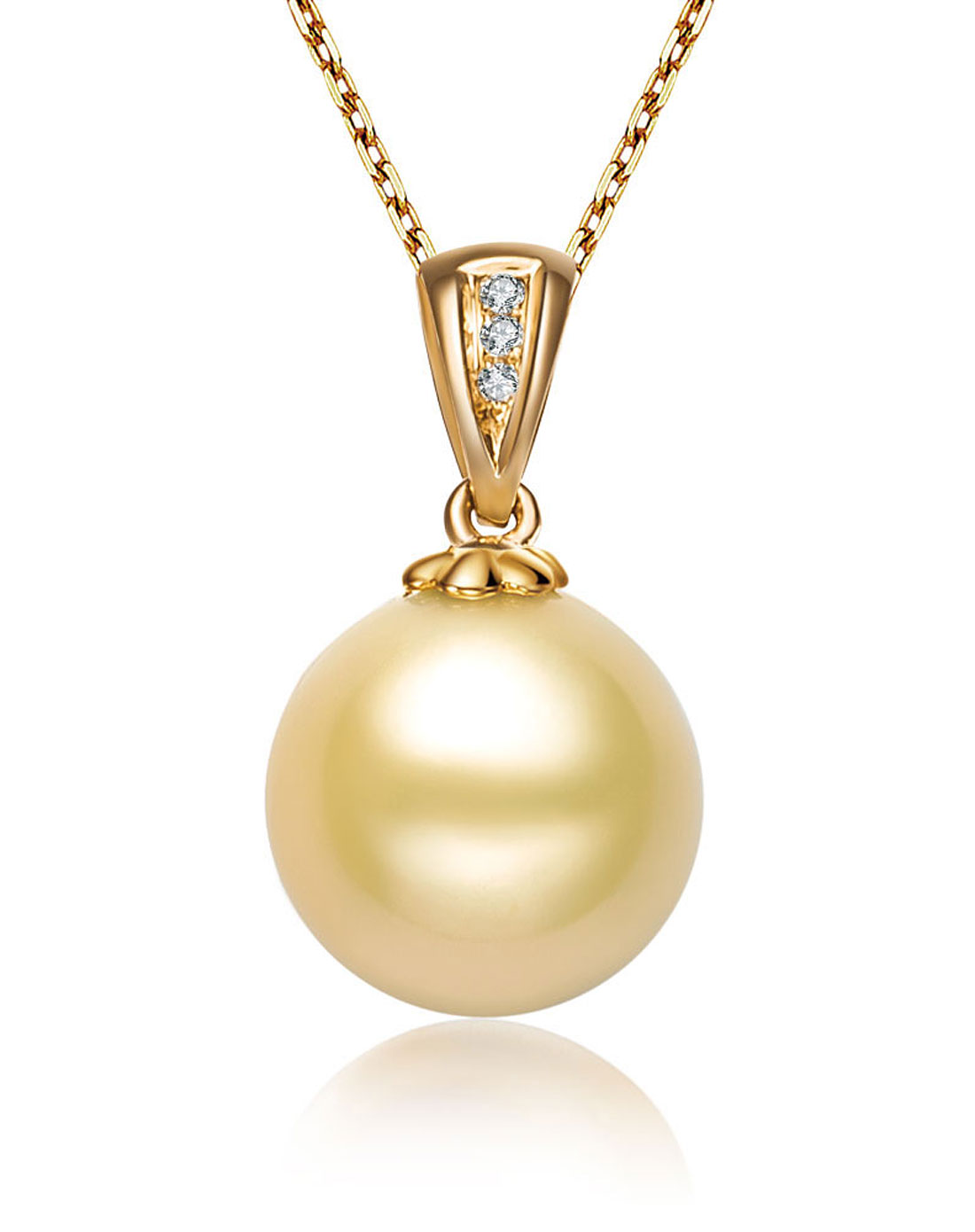 黄金南洋金珍珠钻石吊坠-雅兰(附国检证书赠精美925银链)