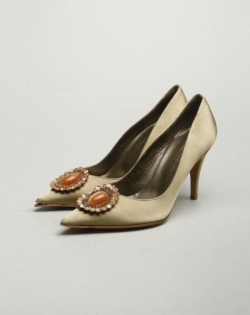 奢华名品专场bruno magli 女款尊贵羊皮高跟鞋金黄色