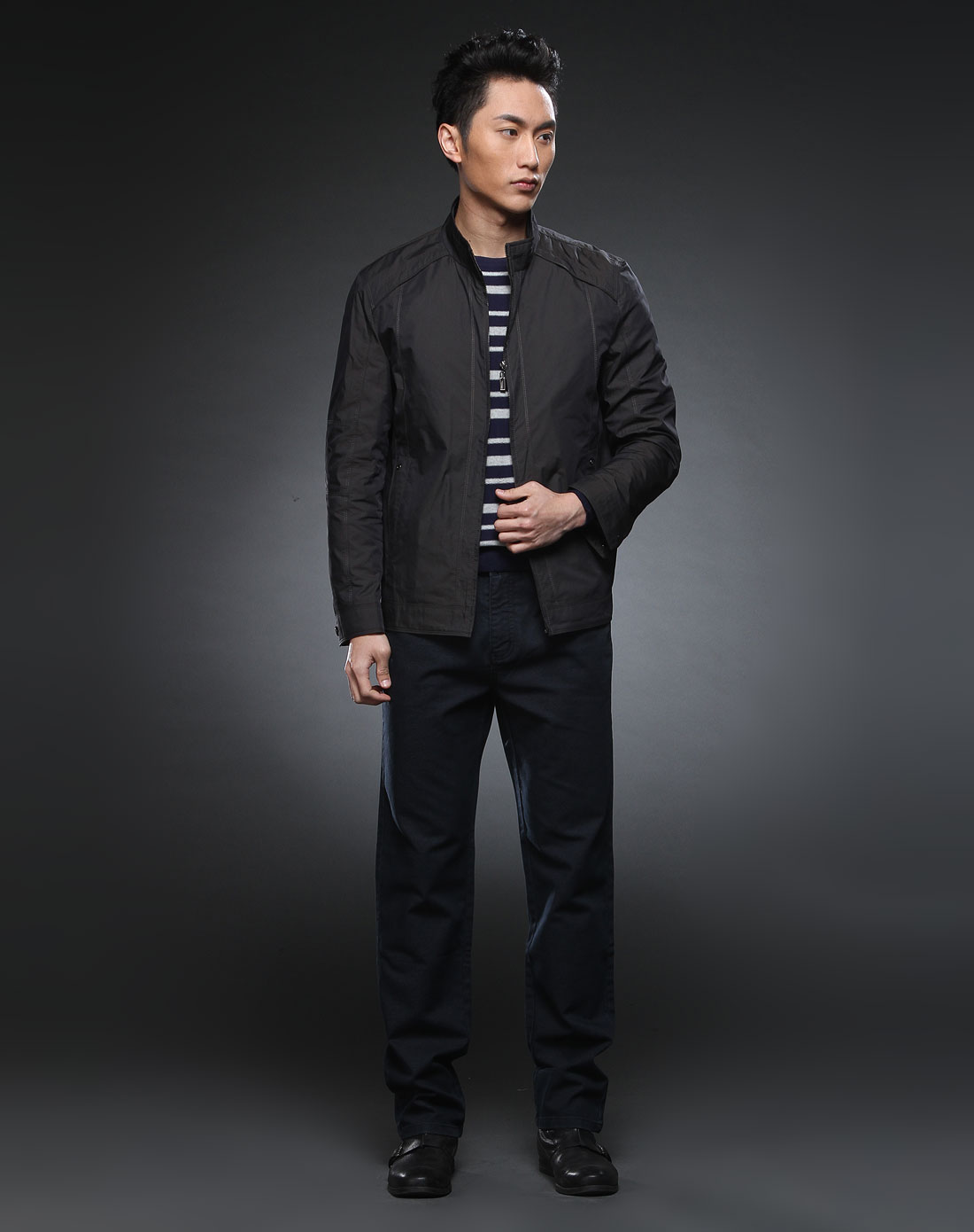 [ 罗蒙 ] 深灰色简约长袖夹克