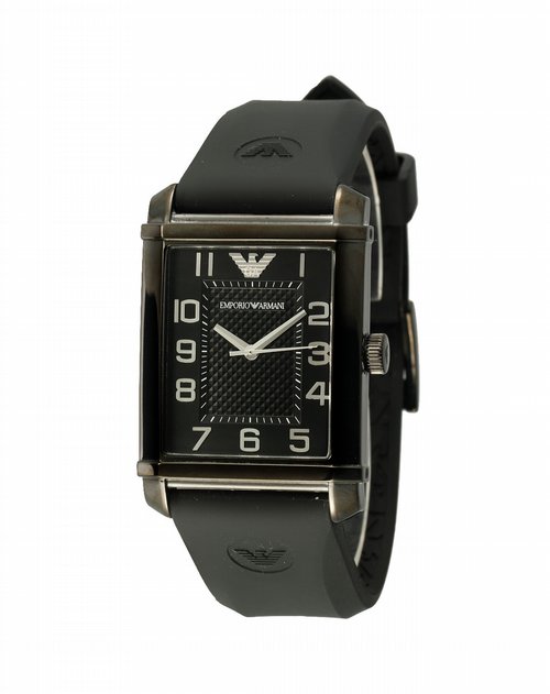 阿玛尼emporio armani-手表黑色方形胶带石英手表