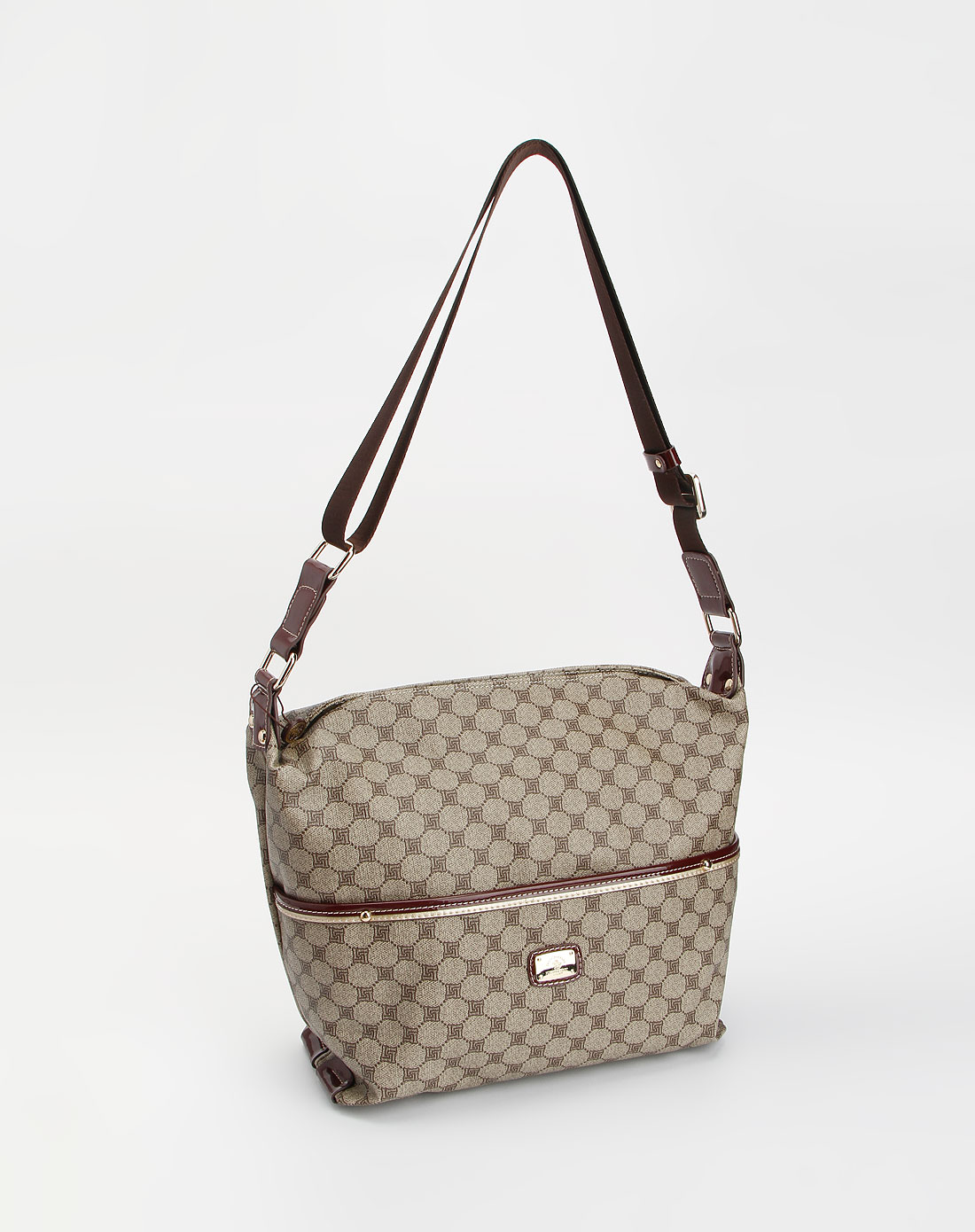 圣大保罗女包卡其/啡色印花时尚斜挎包