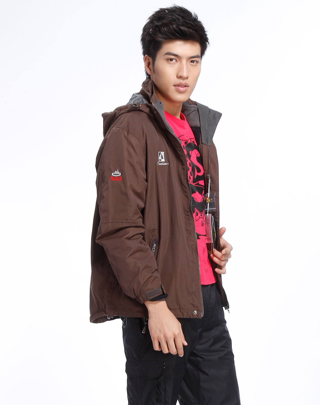 圣弗莱sevlae男装专场咖啡色休闲长袖外套