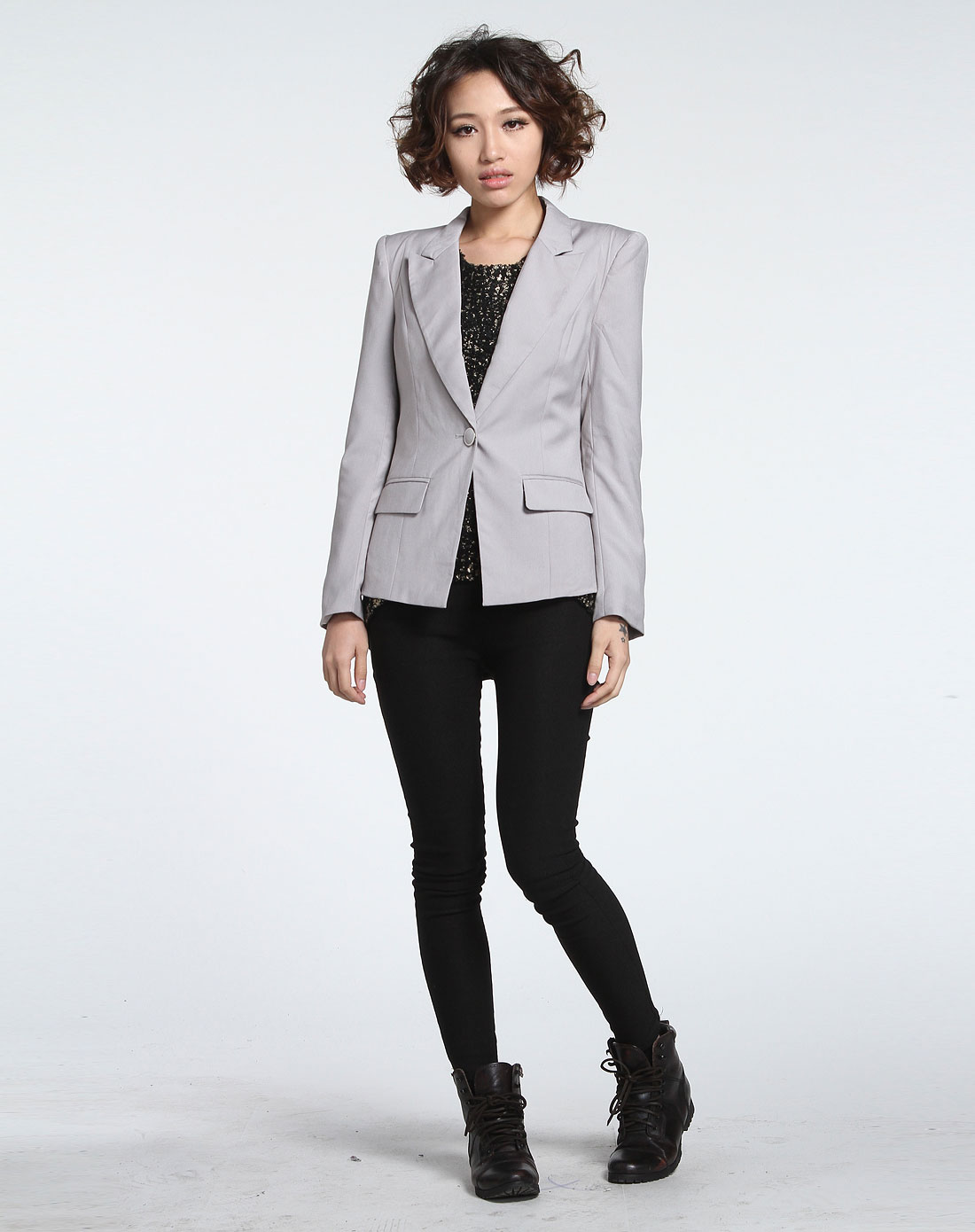 [ 森马 ] 女款通勤经典款浅灰色长袖休闲西服