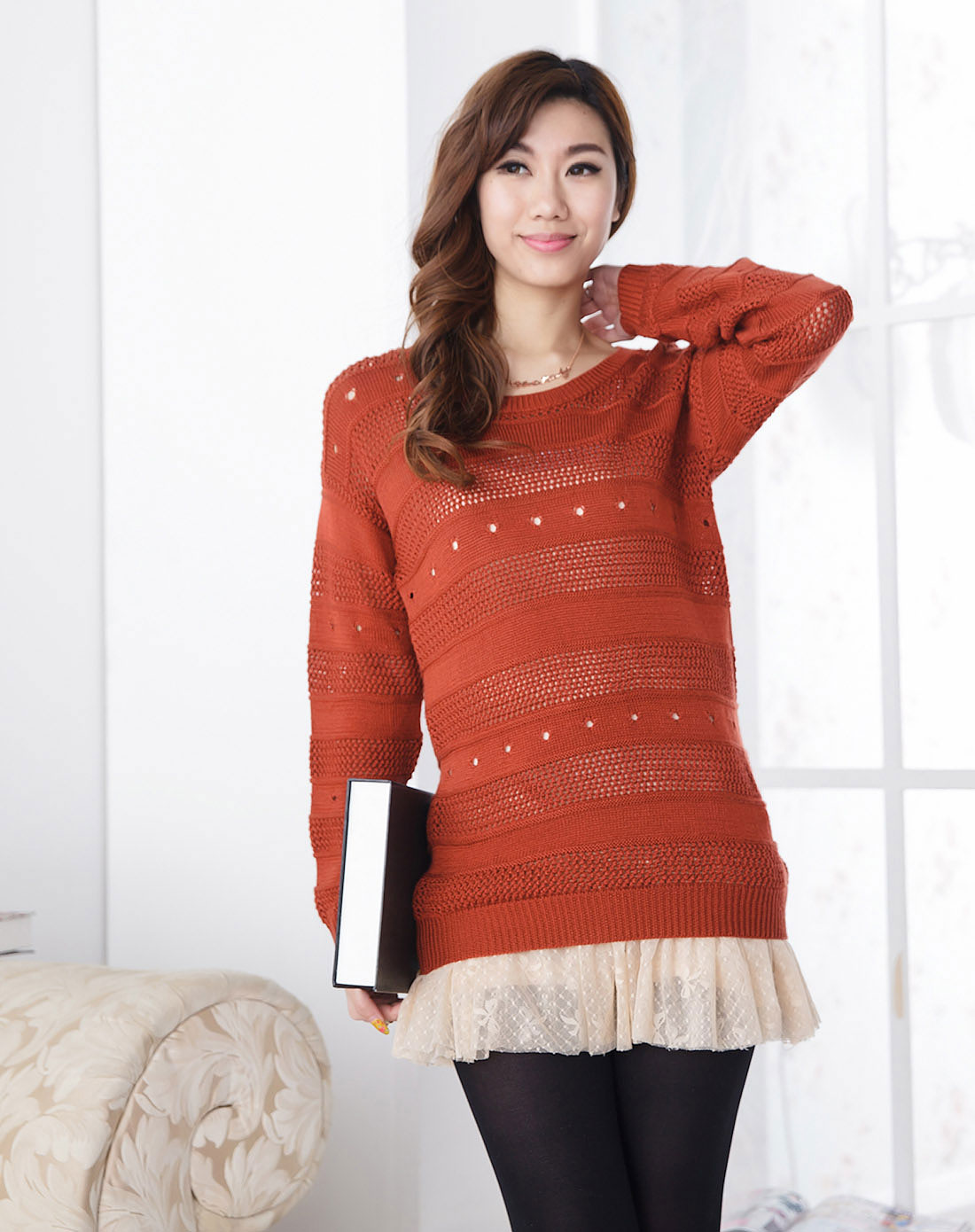 > 女装赭红色毛衫