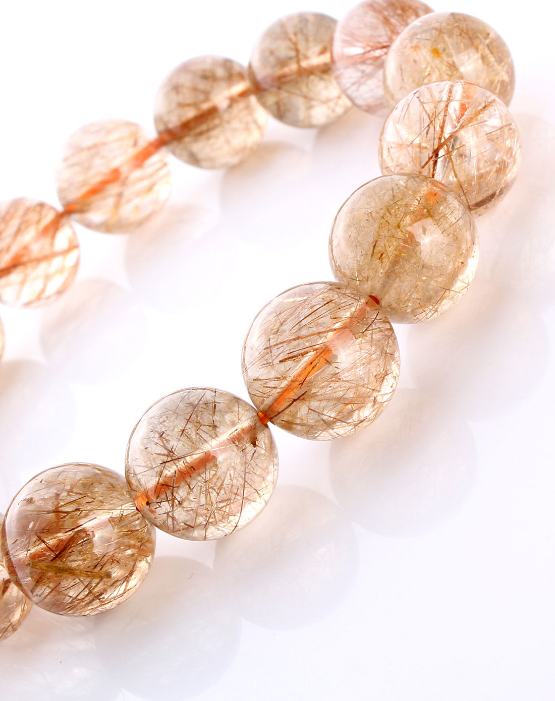 凝萃坊贵重专场精选天然发晶13mm手链(附珠宝鉴定证书)