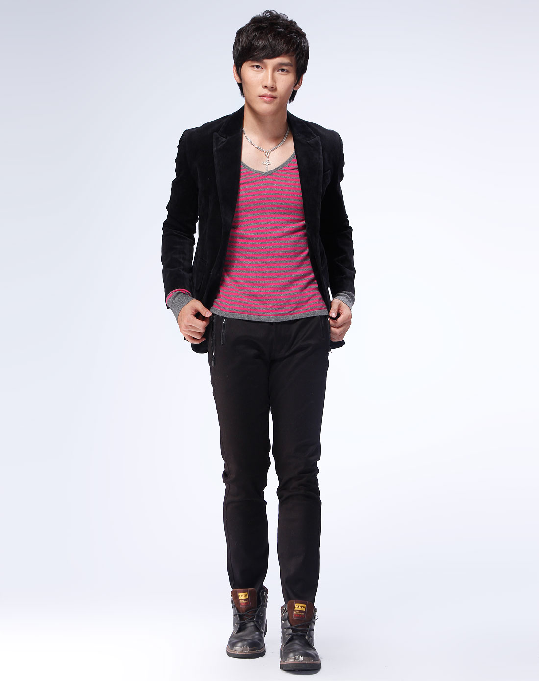 纯真传说bambini黑色翻领西装长袖外套