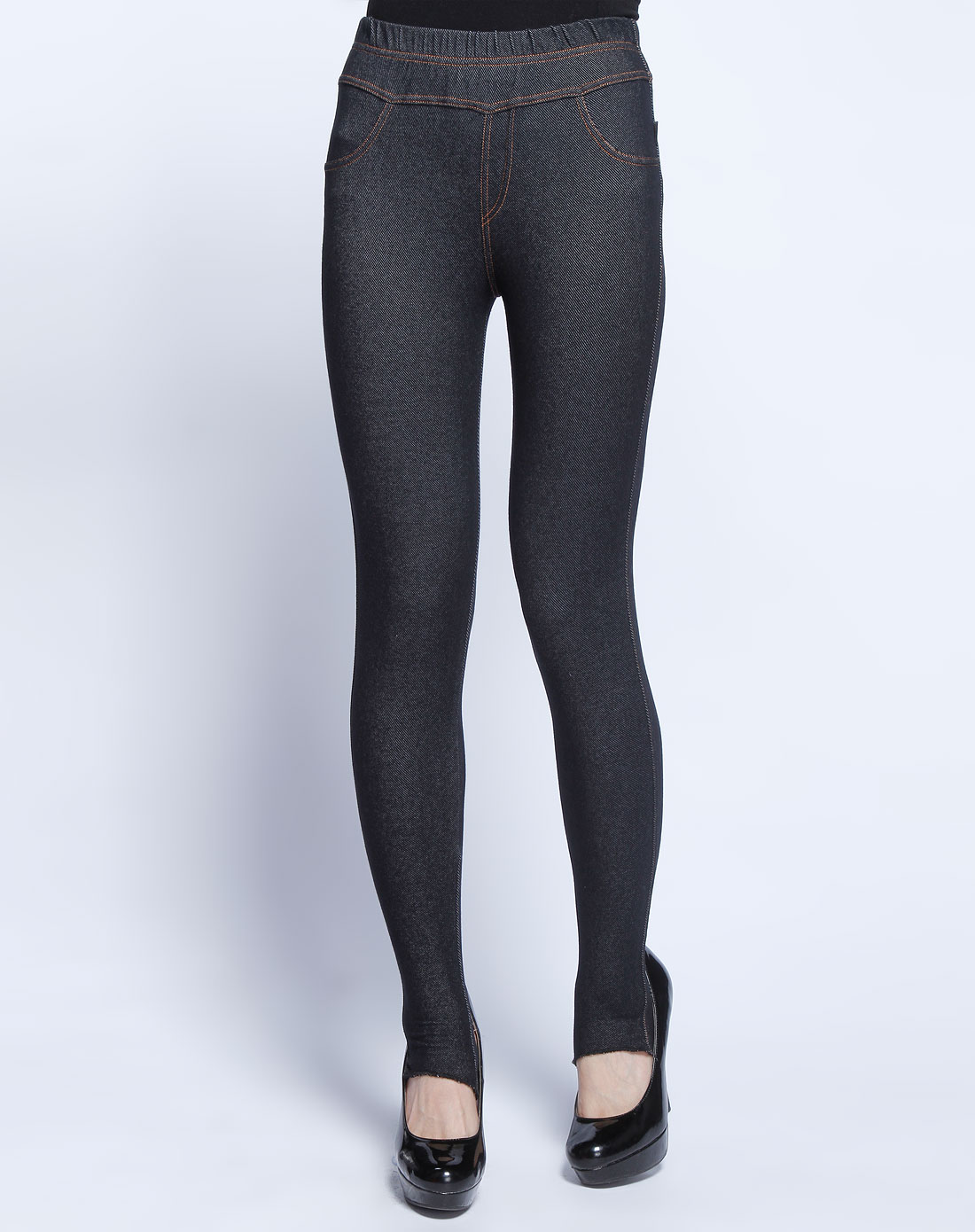 纤丝鸟&寓美女装混合专场寓美 黑色弹力牛仔踩脚裤