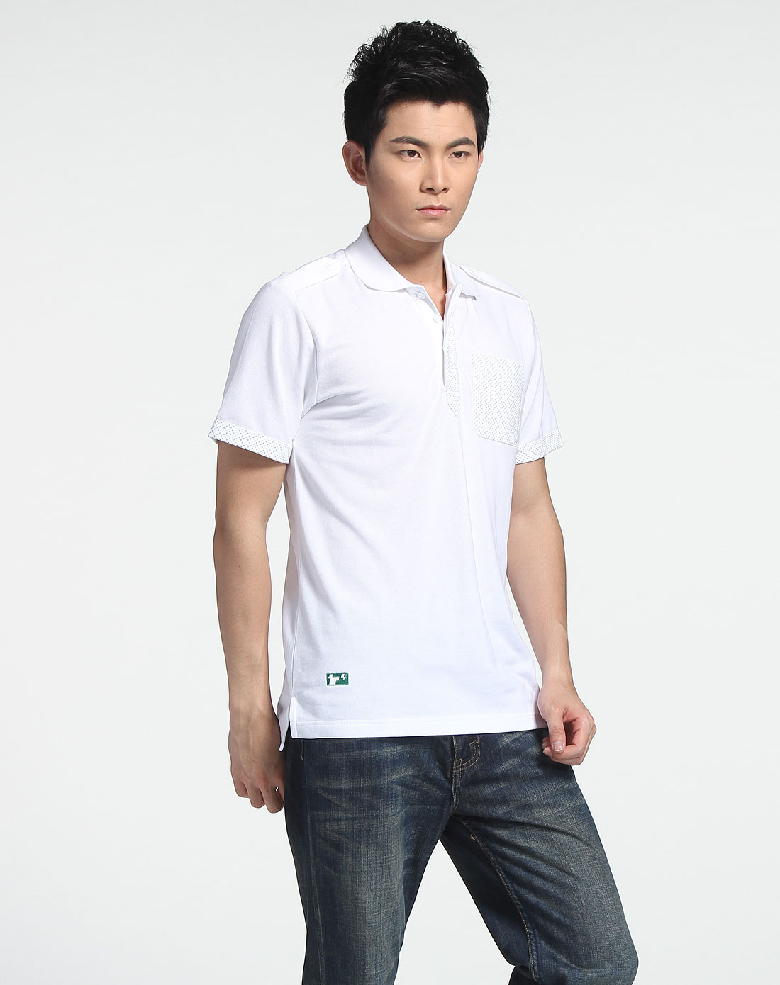 安踏anta男女装混合专场-男款 白色时尚休闲短袖polo衫