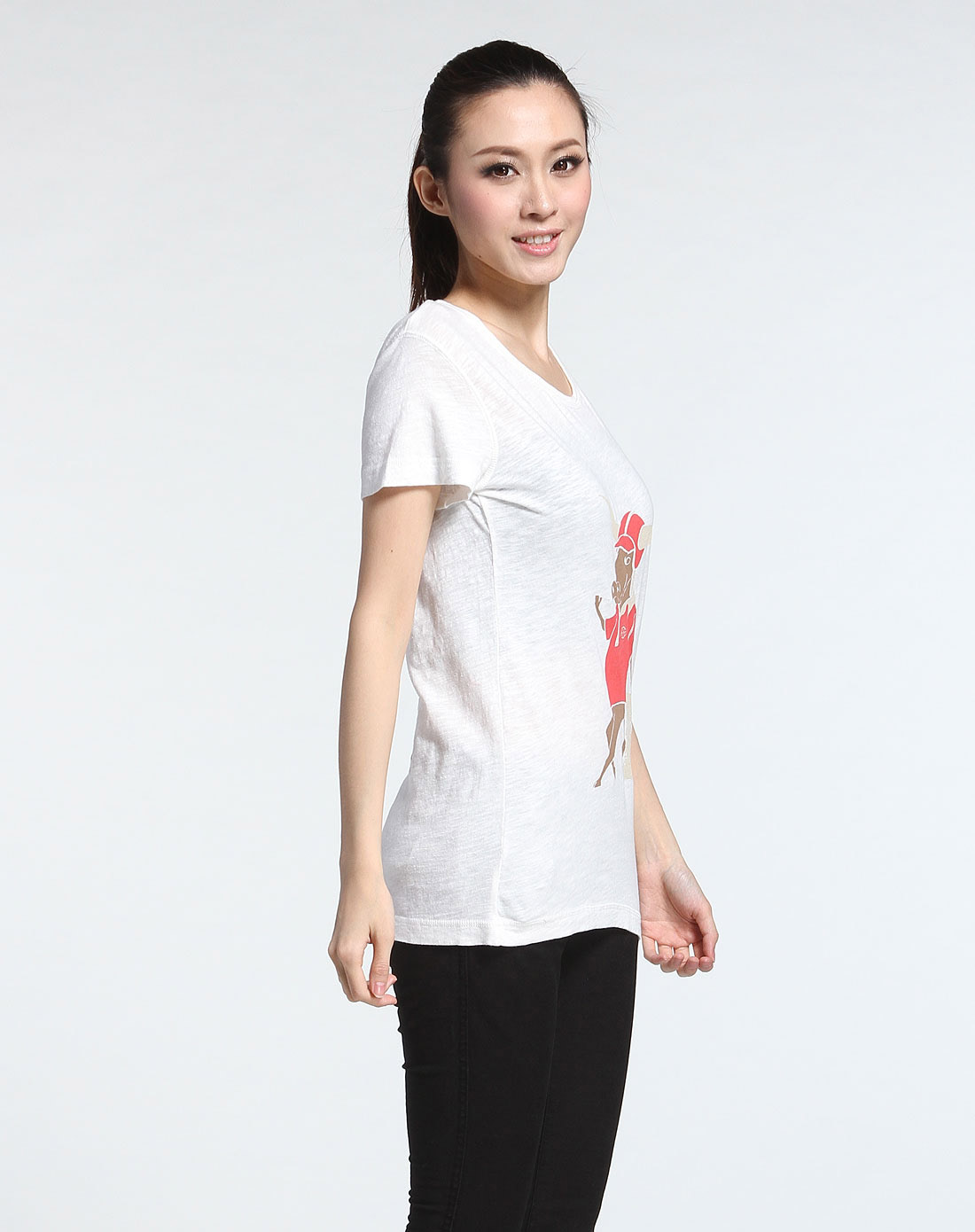 [ 帝客 ] 女款圆领印图白色短袖t恤