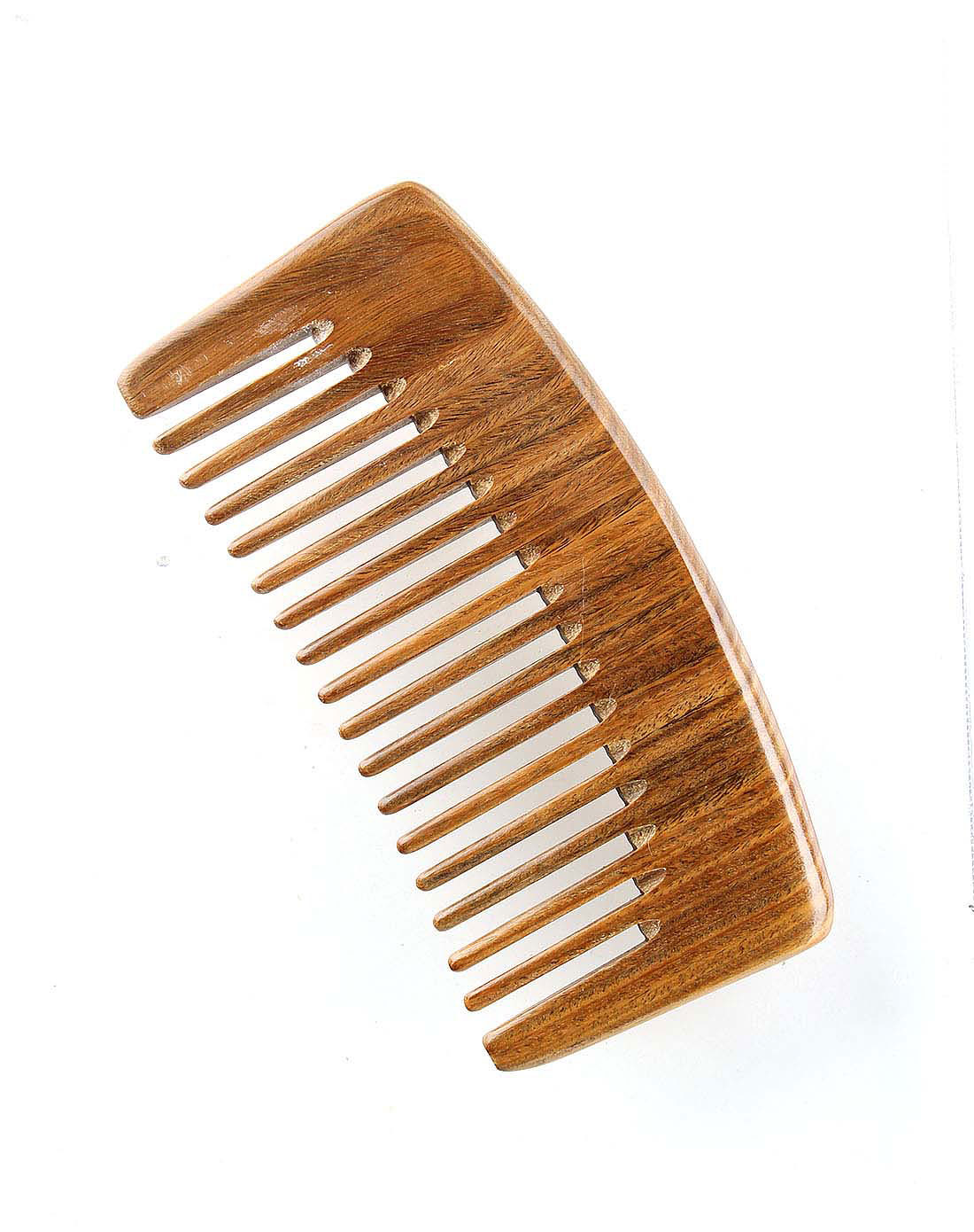 天然绿檀木梳无柄宽齿方形梳子【如花似玉】