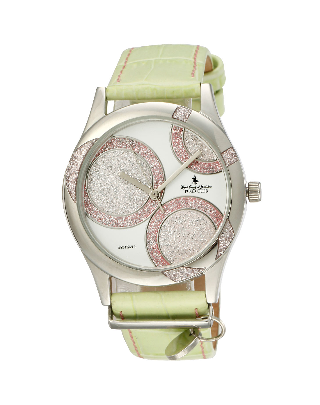 polo club女款绿色圆形时尚手表