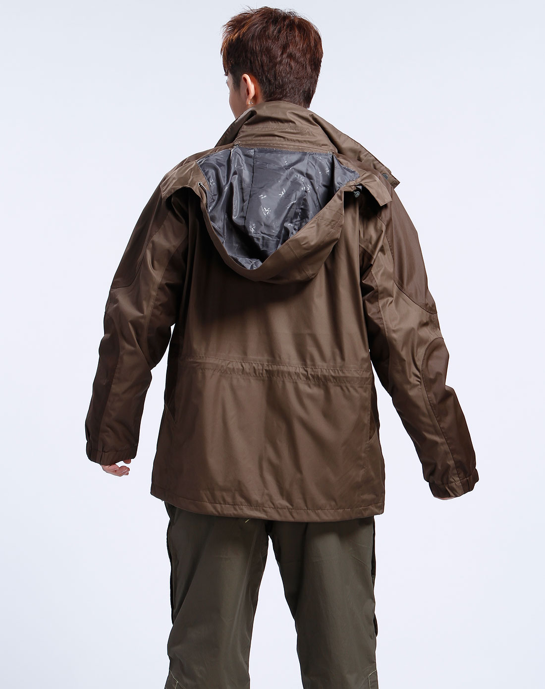 牧高笛mobigarden-男装专场浅褐色休闲连帽长袖两件套外套