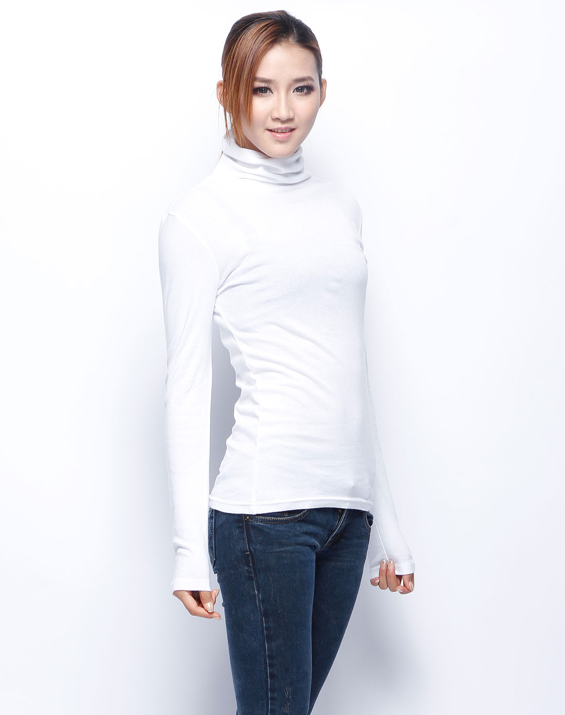 老海军old navy白色高领长袖针织衫