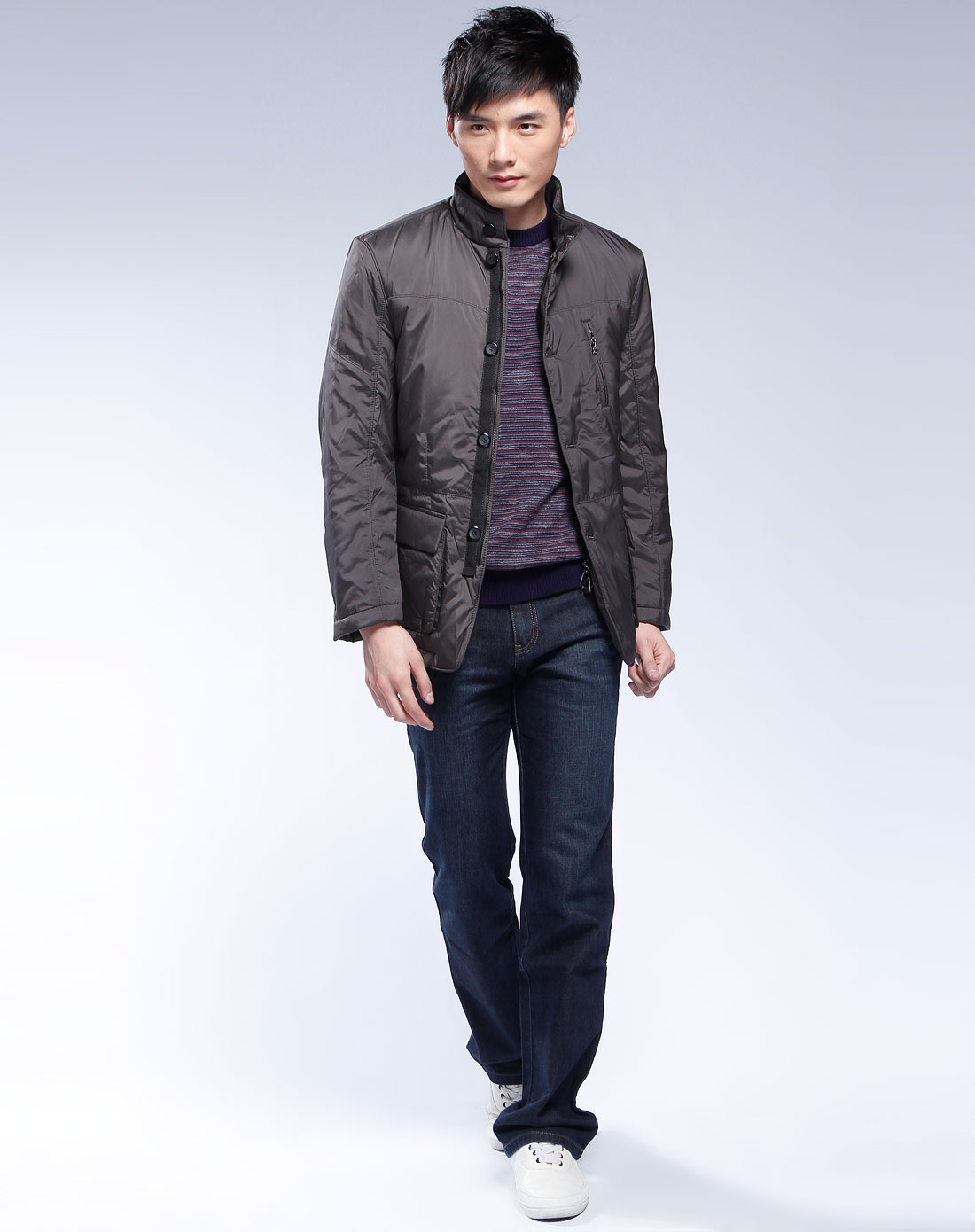 卡丹路cardanro男装碳灰色休闲长袖外套
