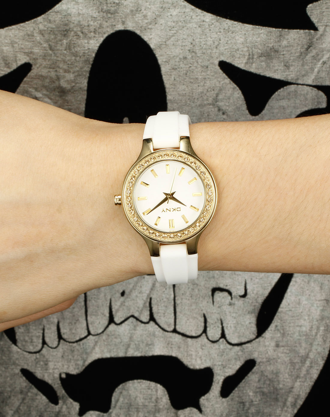 dkny女款金/白色淑女手表