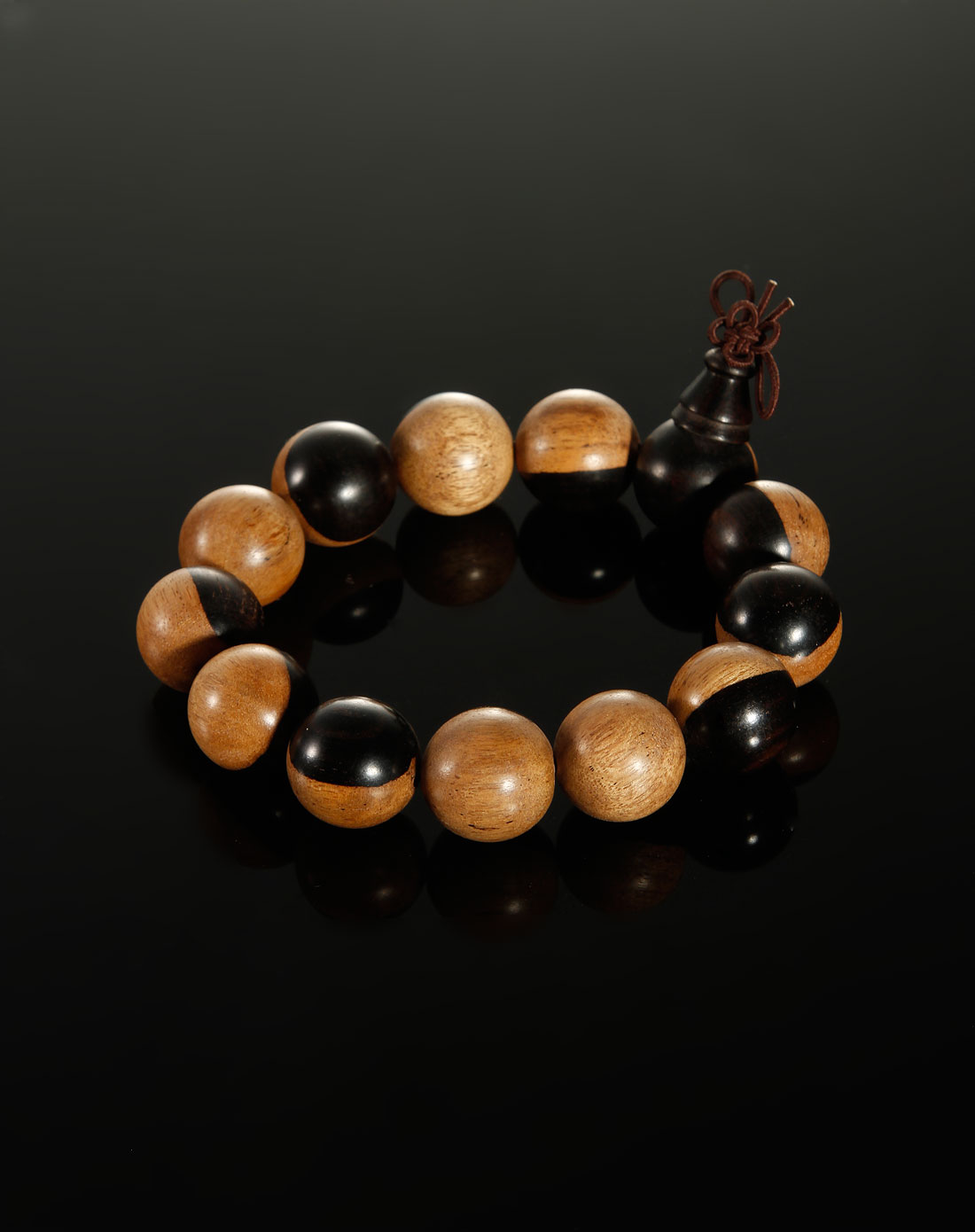 聚木缘咖黄色相间阴阳木手链