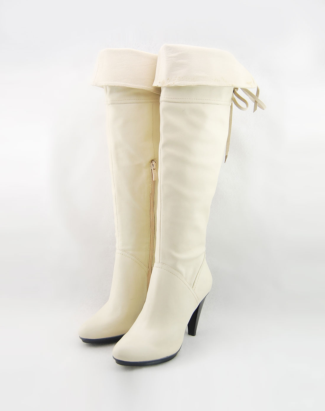 ggirl女款白色牛皮时尚高档超长靴