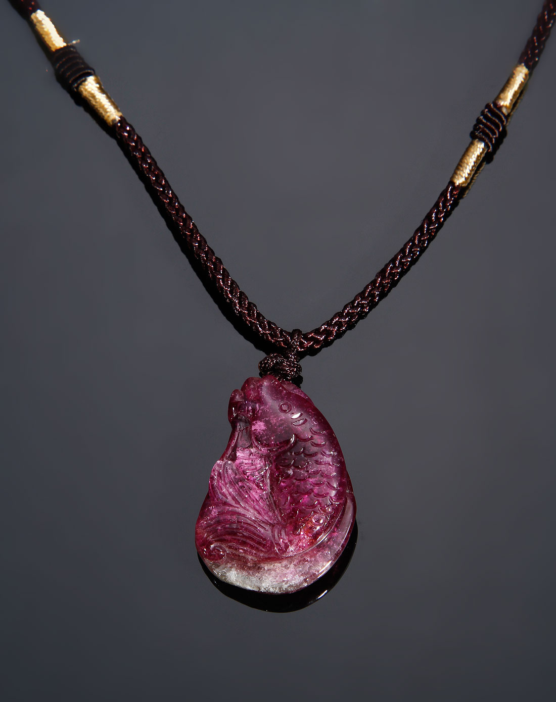 贵重饰品库存专场kmonado 紫色极品碧玺鱼吊坠项链