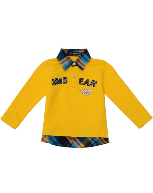 杰米熊jmbear男女童装混合专场男童黄色全棉学院风长袖t恤90-110cm价